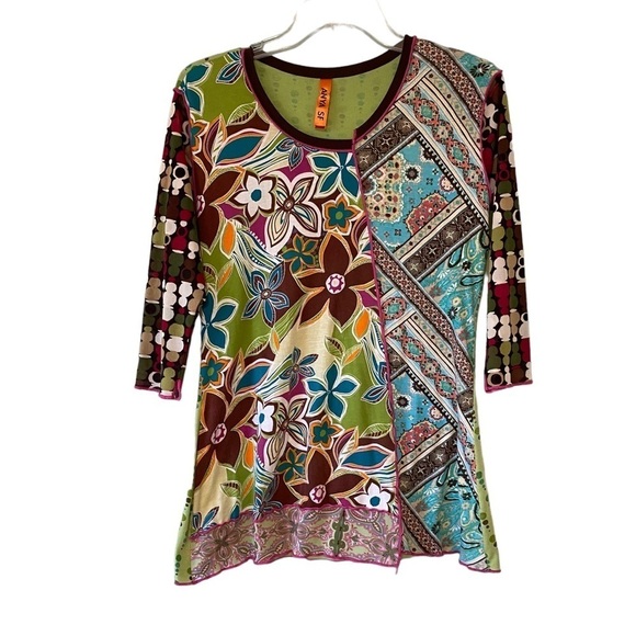 Anya SF Y2K Floral Graphic Pattern Mix Top Sz Medium - Picture 1 of 7